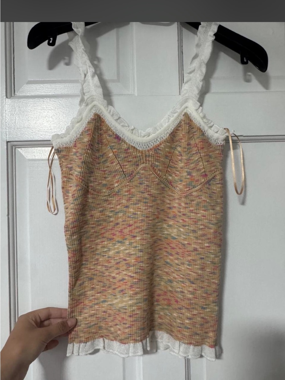 Missoni Multicolor Speckled Knit Camisole with White Crochet Trim